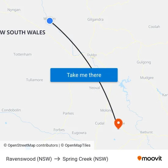 Ravenswood (NSW) to Spring Creek (NSW) map