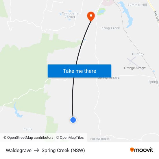 Waldegrave to Spring Creek (NSW) map