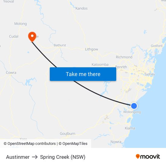 Austinmer to Spring Creek (NSW) map