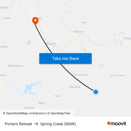 Porters Retreat to Spring Creek (NSW) map