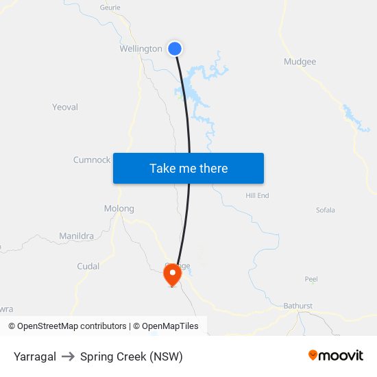 Yarragal to Spring Creek (NSW) map