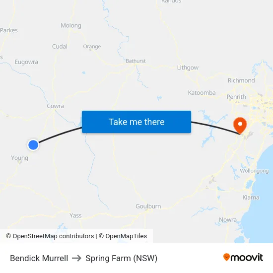 Bendick Murrell to Spring Farm (NSW) map