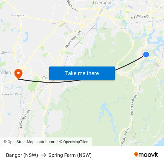 Bangor (NSW) to Spring Farm (NSW) map