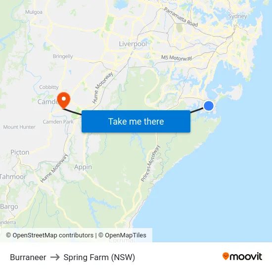 Burraneer to Spring Farm (NSW) map