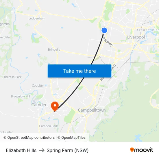 Elizabeth Hills to Spring Farm (NSW) map