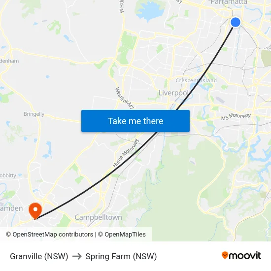 Granville (NSW) to Spring Farm (NSW) map