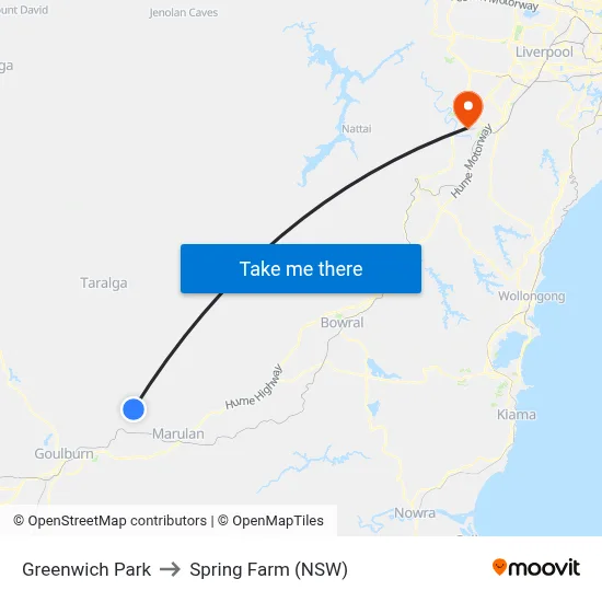 Greenwich Park to Spring Farm (NSW) map