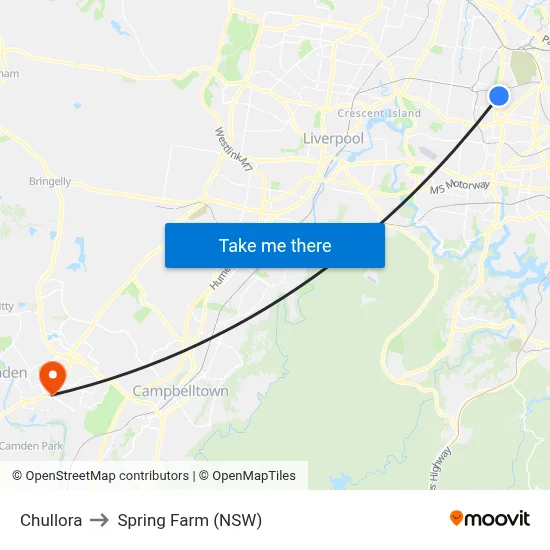 Chullora to Spring Farm (NSW) map