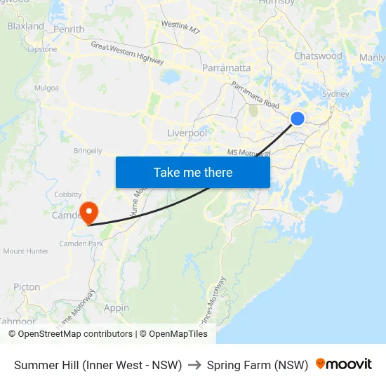 Summer Hill (Inner West - NSW) to Spring Farm (NSW) map