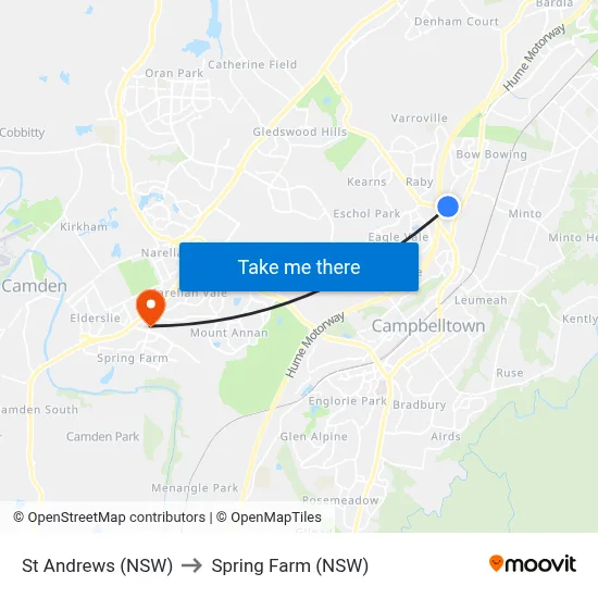 St Andrews (NSW) to Spring Farm (NSW) map