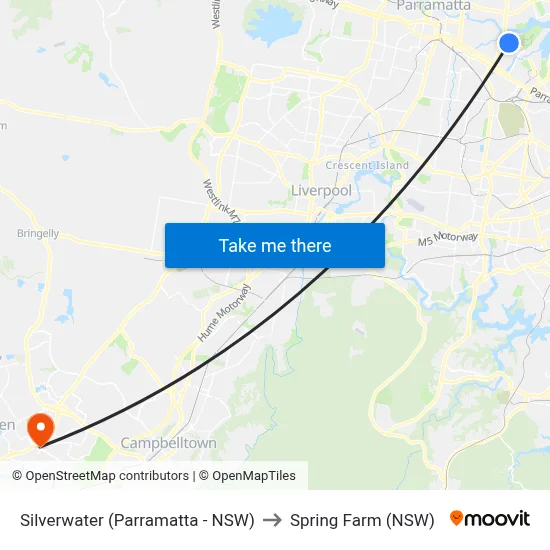Silverwater (Parramatta - NSW) to Spring Farm (NSW) map