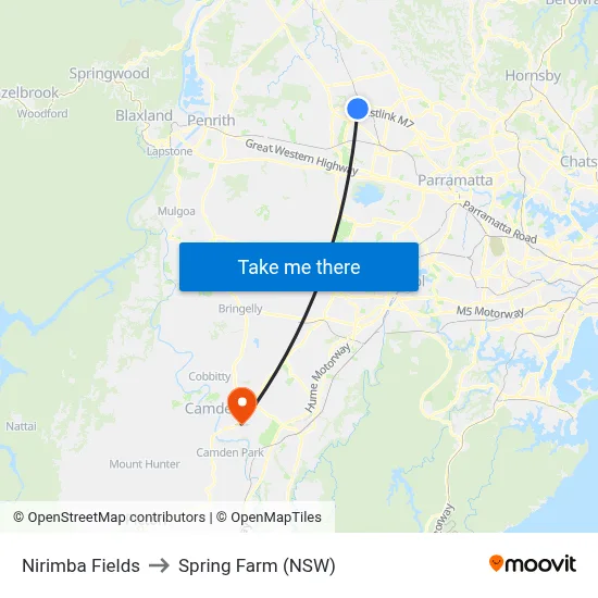Nirimba Fields to Spring Farm (NSW) map