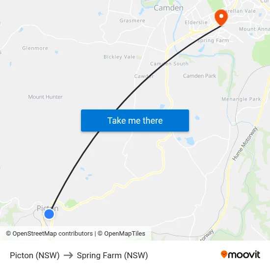 Picton (NSW) to Spring Farm (NSW) map