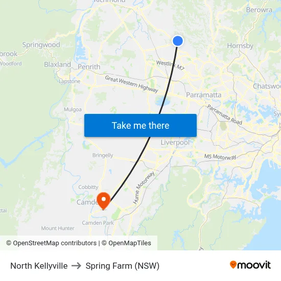 North Kellyville to Spring Farm (NSW) map