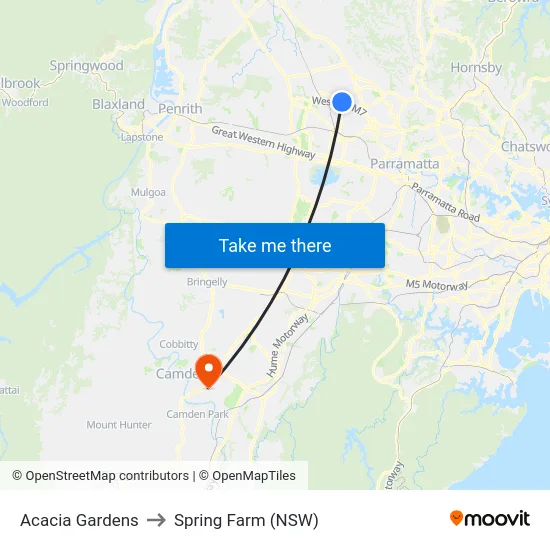 Acacia Gardens to Spring Farm (NSW) map