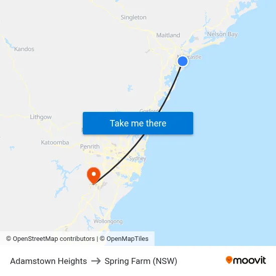 Adamstown Heights to Spring Farm (NSW) map