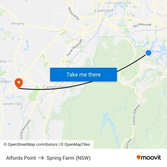Alfords Point to Spring Farm (NSW) map