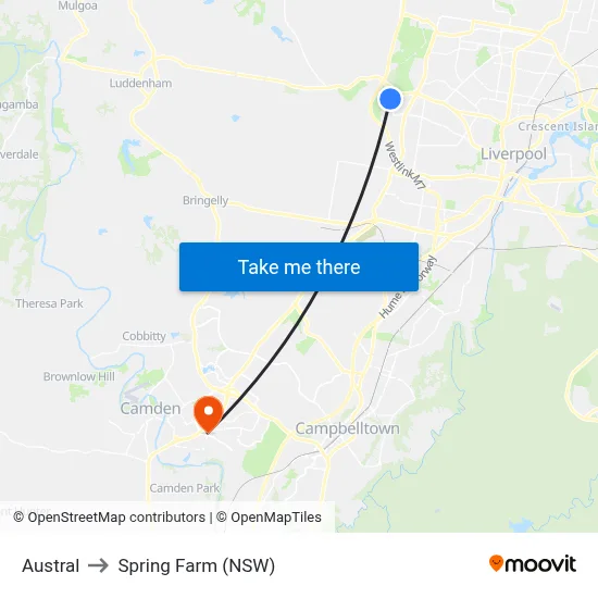 Austral to Spring Farm (NSW) map