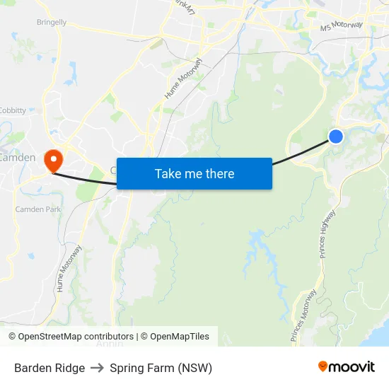Barden Ridge to Spring Farm (NSW) map