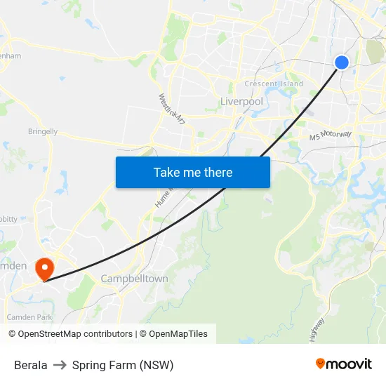 Berala to Spring Farm (NSW) map
