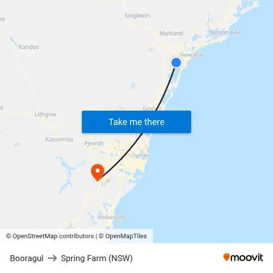 Booragul to Spring Farm (NSW) map