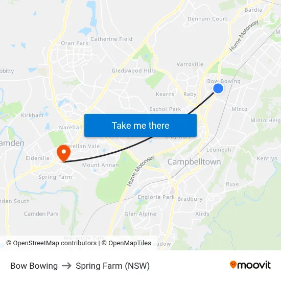Bow Bowing to Spring Farm (NSW) map