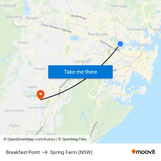 Breakfast Point to Spring Farm (NSW) map
