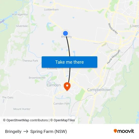 Bringelly to Spring Farm (NSW) map