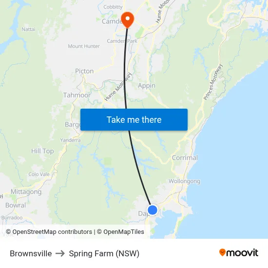 Brownsville to Spring Farm (NSW) map