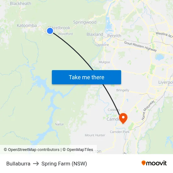 Bullaburra to Spring Farm (NSW) map