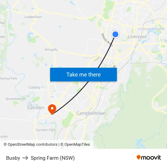 Busby to Spring Farm (NSW) map
