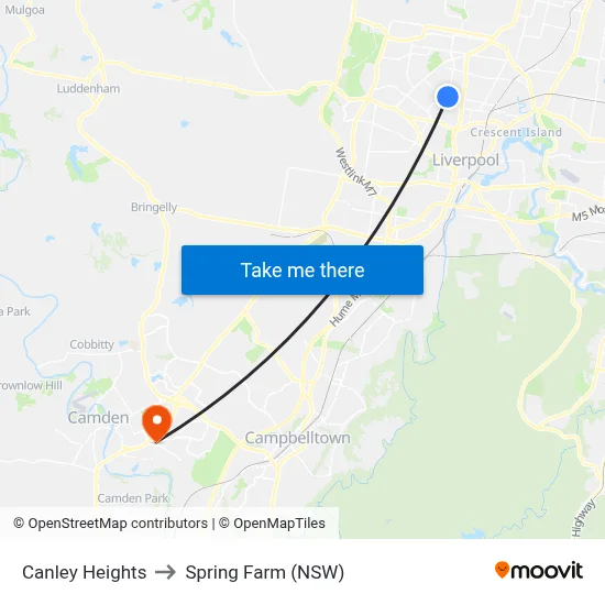 Canley Heights to Spring Farm (NSW) map