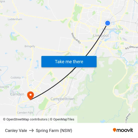 Canley Vale to Spring Farm (NSW) map
