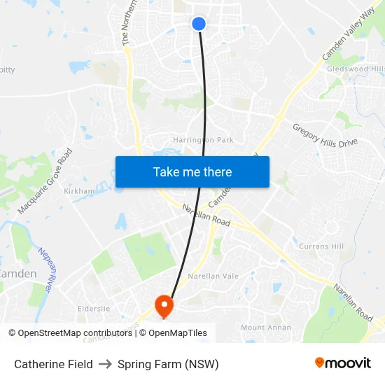 Catherine Field to Spring Farm (NSW) map