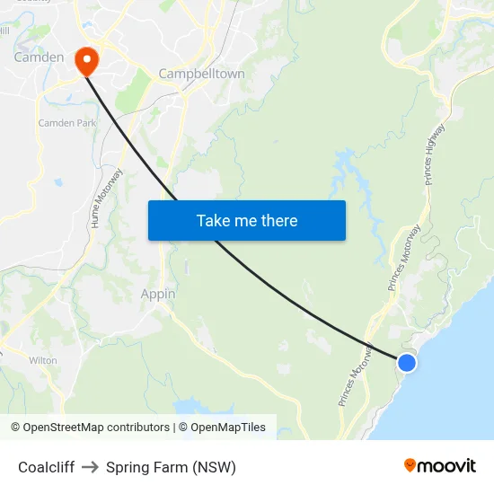Coalcliff to Spring Farm (NSW) map