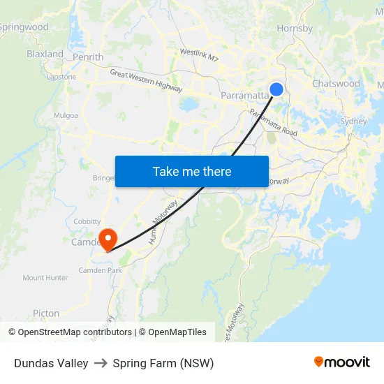 Dundas Valley to Spring Farm (NSW) map