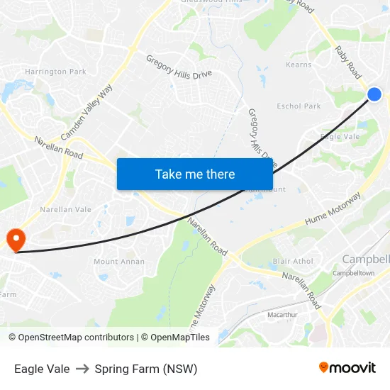 Eagle Vale to Spring Farm (NSW) map