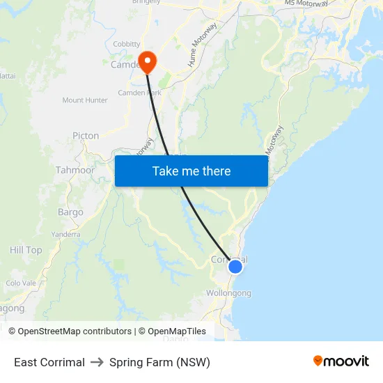 East Corrimal to Spring Farm (NSW) map