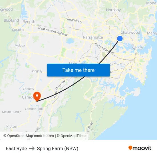 East Ryde to Spring Farm (NSW) map