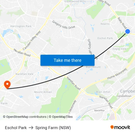 Eschol Park to Spring Farm (NSW) map