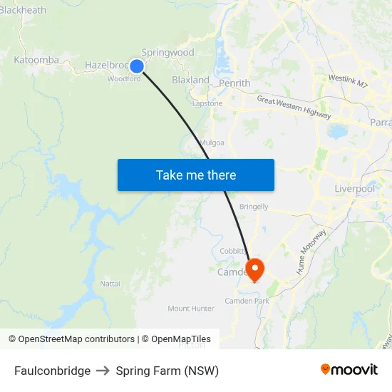 Faulconbridge to Spring Farm (NSW) map