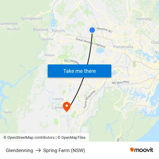 Glendenning to Spring Farm (NSW) map