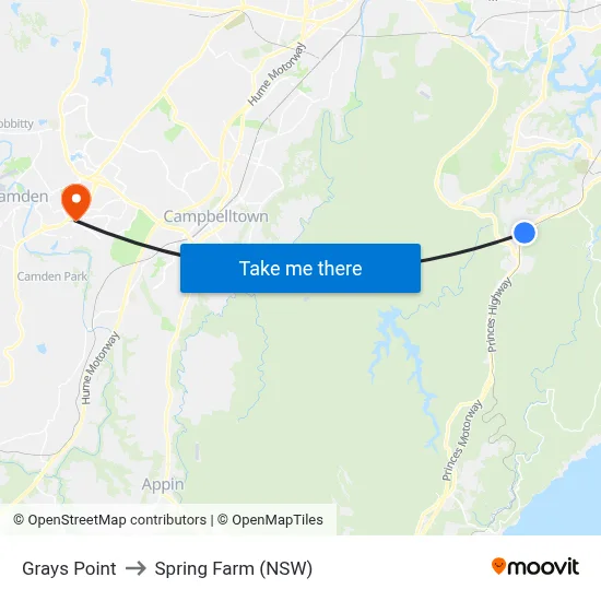 Grays Point to Spring Farm (NSW) map