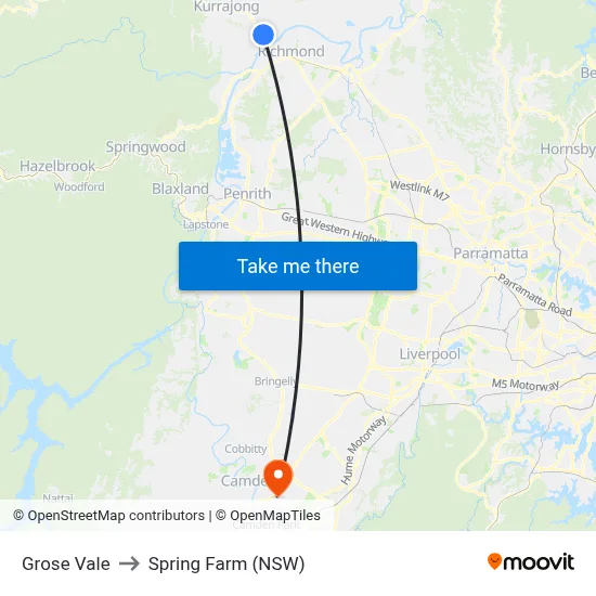 Grose Vale to Spring Farm (NSW) map