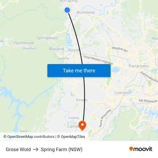 Grose Wold to Spring Farm (NSW) map