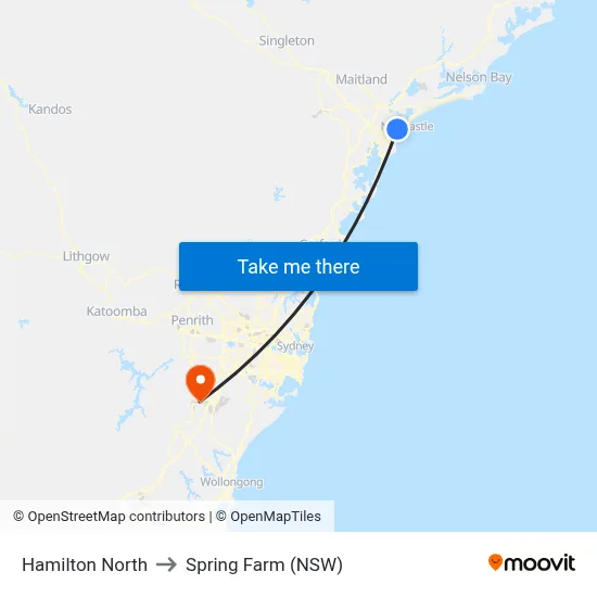 Hamilton North to Spring Farm (NSW) map