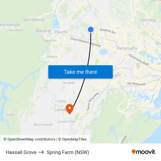 Hassall Grove to Spring Farm (NSW) map