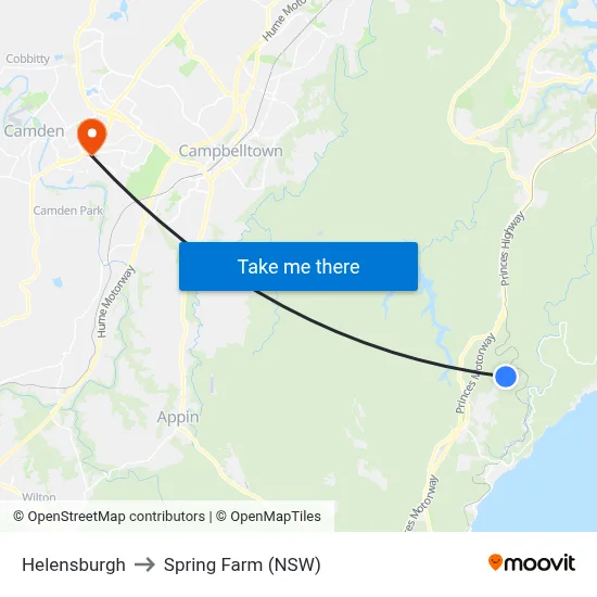 Helensburgh to Spring Farm (NSW) map