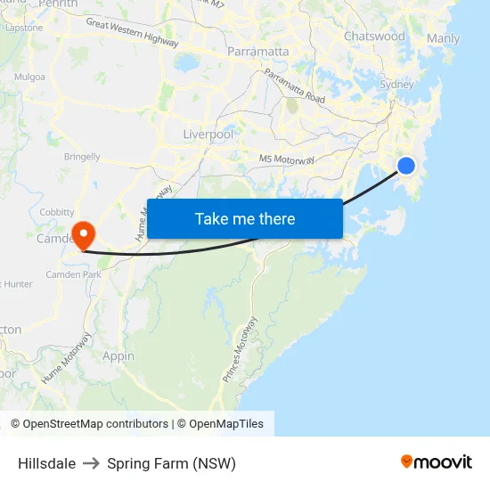 Hillsdale to Spring Farm (NSW) map
