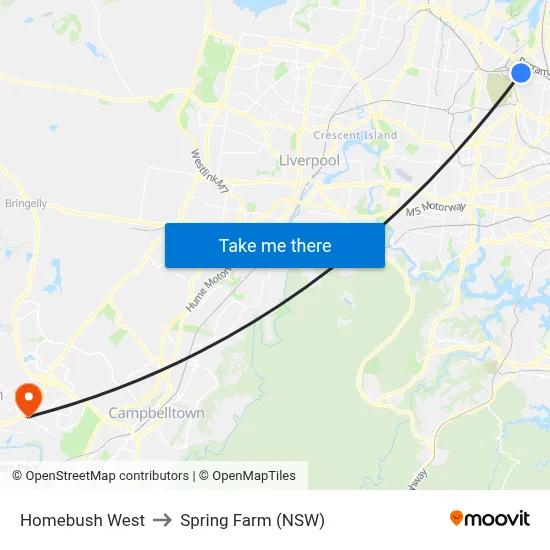 Homebush West to Spring Farm (NSW) map